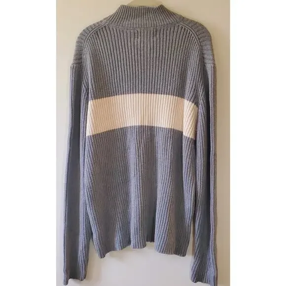 Ralph Lauren Polo Jeans Co Mens XL Half Zip Sweater Flag Cotton Gray Collegiate - Picture 5 of 7